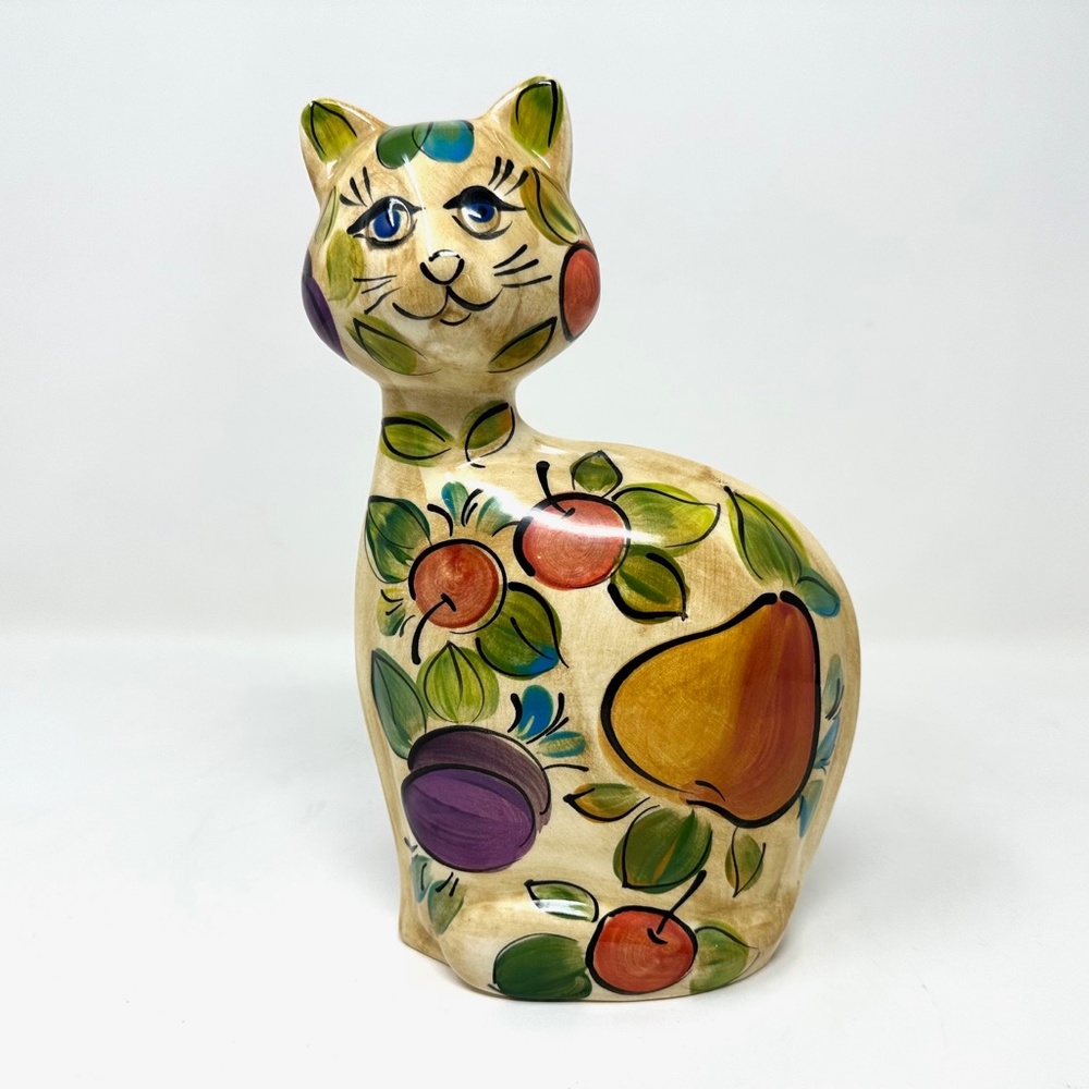 Vintage Turov Cat Ceramic Fruit Design Signed Limited Edition Circa '99